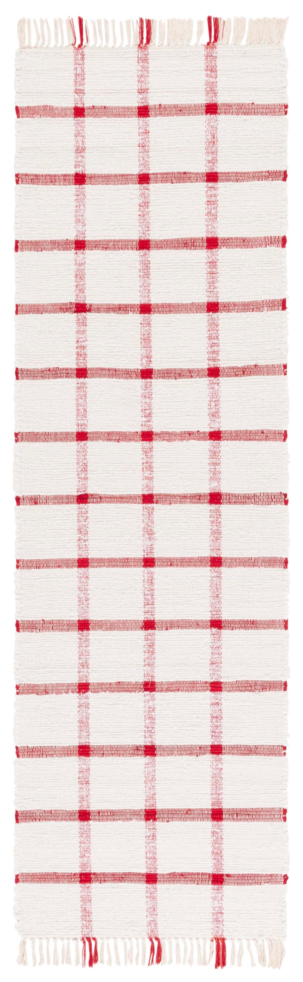 Safavieh Montauk Handwoven 9X12 Ivory & Red Recycled Cotton Rug — Sustainable Low-Profile Scandinavian Elegance MTK322Q-9