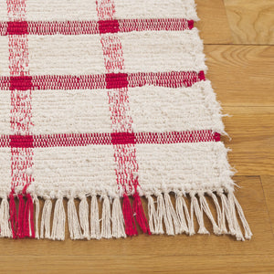 Safavieh Montauk Handwoven Area Rug - Sustainable Indian Craftsmanship For Timeless Elegance And Comfort Ivory ,Red Recycled Cotton Mtk322q-8