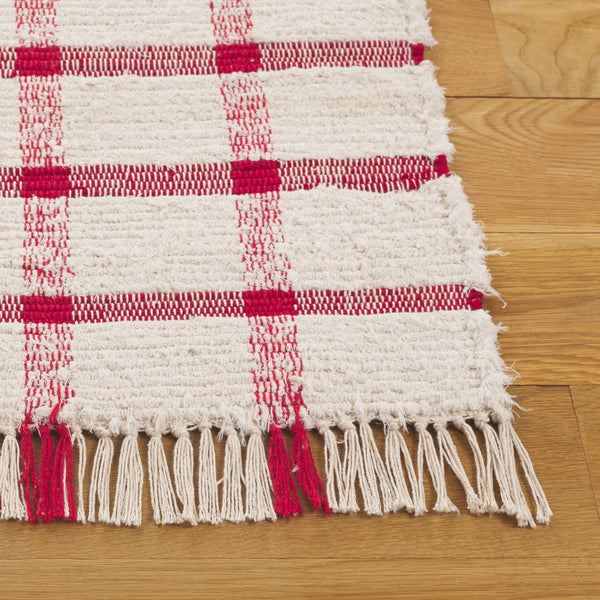 Safavieh Montauk Handwoven Area Rug - Sustainable Indian Craftsmanship For Timeless Elegance And Comfort Ivory ,Red Recycled Cotton Mtk322q-8