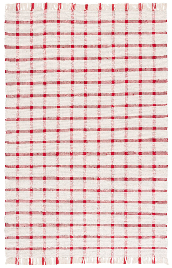 Safavieh Montauk Handwoven Area Rug - Sustainable Indian Craftsmanship For Timeless Elegance And Comfort Ivory ,Red Recycled Cotton Mtk322q-8