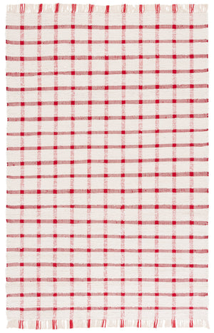 Safavieh Montauk Handwoven 9X12 Ivory & Red Recycled Cotton Rug — Sustainable Low-Profile Scandinavian Elegance MTK322Q-9