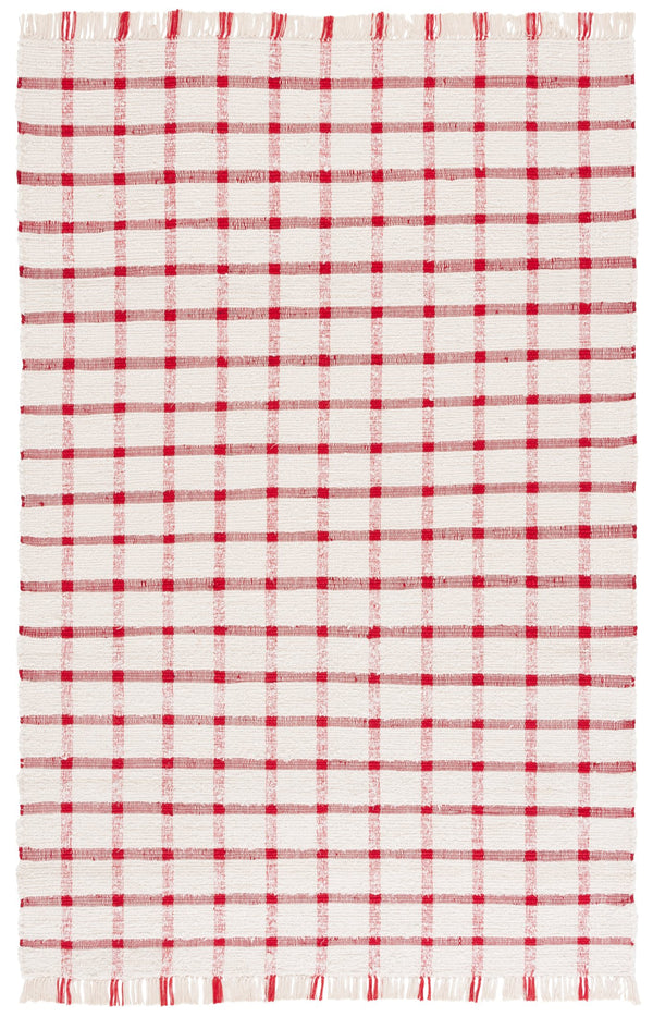 Safavieh Montauk Handwoven 9X12 Ivory & Red Recycled Cotton Rug — Sustainable Low-Profile Scandinavian Elegance MTK322Q-9