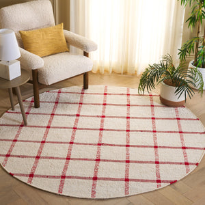Safavieh Montauk Handwoven Area Rug - Sustainable Indian Craftsmanship For Timeless Elegance And Comfort Ivory ,Red Recycled Cotton Mtk322q-8