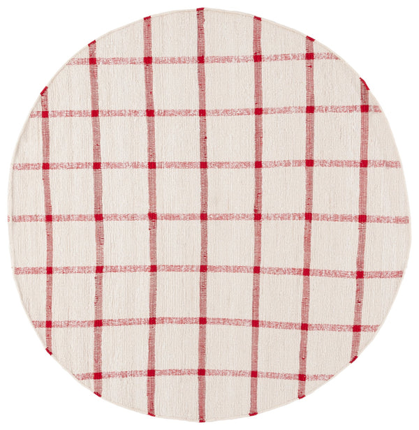 Safavieh Montauk Handwoven Area Rug - Sustainable Indian Craftsmanship For Timeless Elegance And Comfort Ivory ,Red Recycled Cotton Mtk322q-8