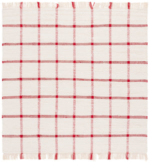 Safavieh Montauk Handwoven Area Rug - Sustainable Indian Craftsmanship For Timeless Elegance And Comfort Ivory ,Red Recycled Cotton Mtk322q-8