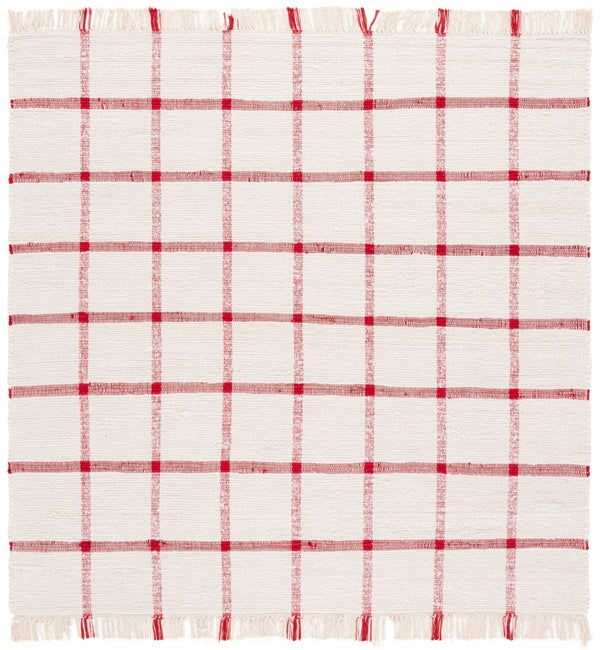 Safavieh Montauk Handwoven Area Rug - Sustainable Indian Craftsmanship For Timeless Elegance And Comfort Ivory ,Red Recycled Cotton Mtk322q-8