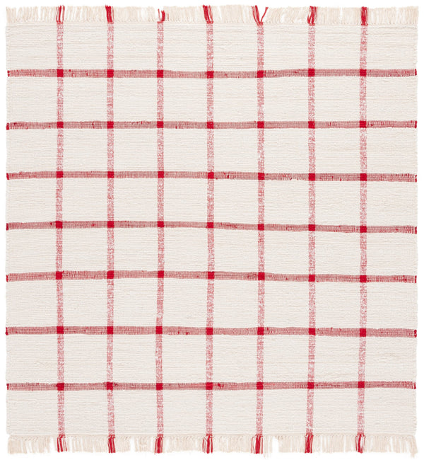 Safavieh Montauk Handwoven 9X12 Ivory & Red Recycled Cotton Rug — Sustainable Low-Profile Scandinavian Elegance MTK322Q-9