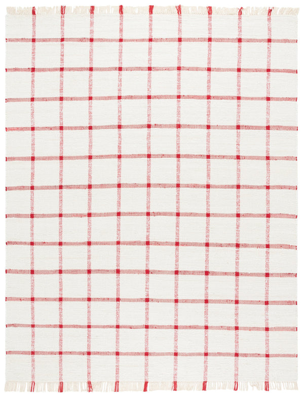 Safavieh Montauk Handwoven Area Rug - Sustainable Indian Craftsmanship For Timeless Elegance And Comfort Ivory ,Red Recycled Cotton Mtk322q-8