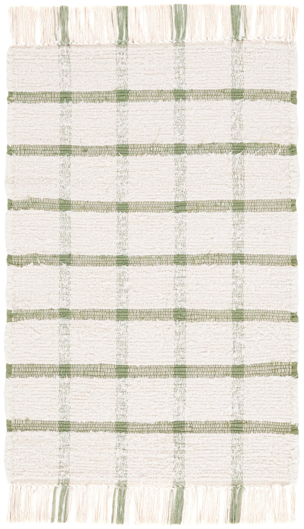 Safavieh Montauk Handwoven Recycled Cotton Rug In Ivory And Soft Green — Eco-Friendly Low-Profile Elegance 9'-0" x 12'-0" MTK322Y-9