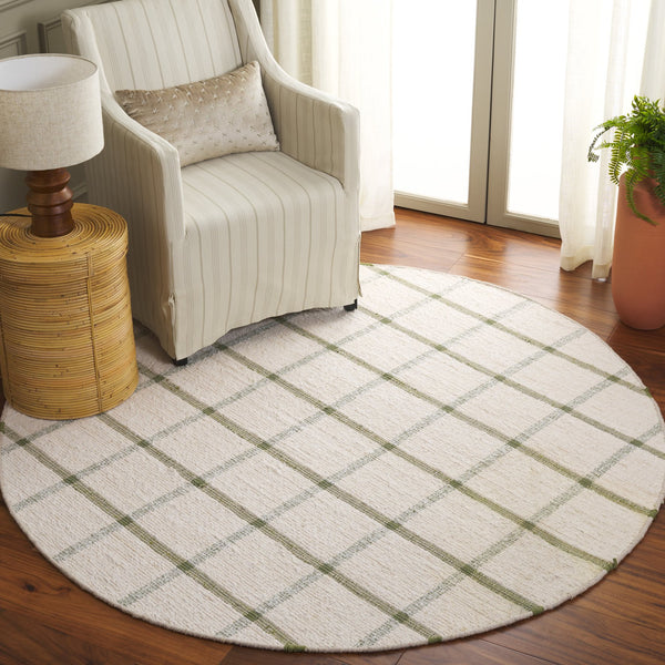 Safavieh Montauk Handwoven Area Rug - Sustainable Indian Craftsmanship For Timeless Elegance And Comfort Ivory ,Green Recycled Cotton Mtk322y-8