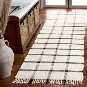Safavieh Montauk Handwoven Area Rug - Sustainable Indian Craftsmanship For Timeless Elegance And Comfort Ivory ,Black Recycled Cotton Mtk322z-28