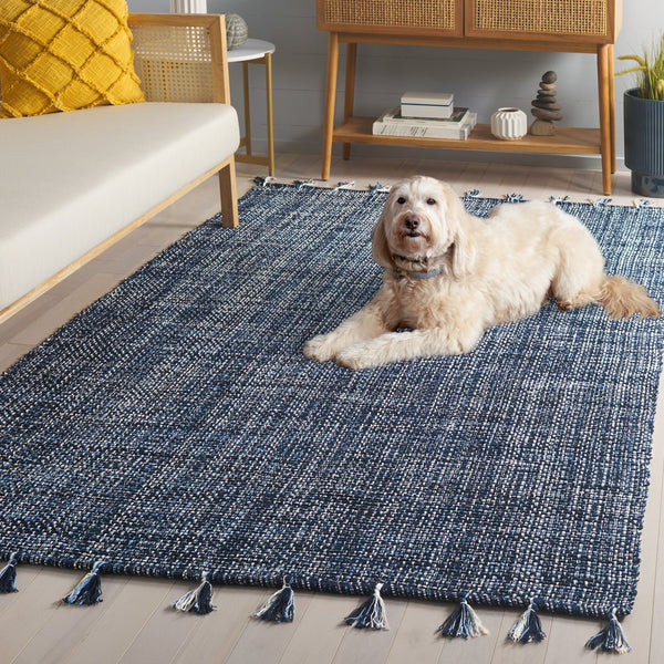 Safavieh Montauk 476b Area Rug - Timeless Elegance With Artisanal Tassels, Perfect For Any Home Decor Style Navy Cotton Mtk476n-6sq
