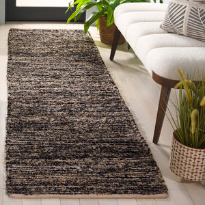 Safavieh Montauk Handwoven Area Rug - Artisan Crafted Cotton Beauty For Living Room, Bedroom, Or Office Decor Taupe ,Black Cotton Mtk537e-4