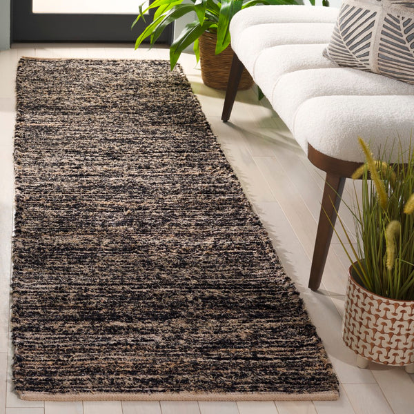 Safavieh Montauk Handwoven Area Rug - Artisan Crafted Cotton Beauty For Living Room, Bedroom, Or Office Decor Taupe ,Black Cotton Mtk537e-4