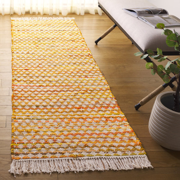 Safavieh Montauk Yellow And Ivory Handwoven Runner Rug – Elegant Cotton Decor For Your Living Space Yellow ,Ivory Cotton Mtk538c-28