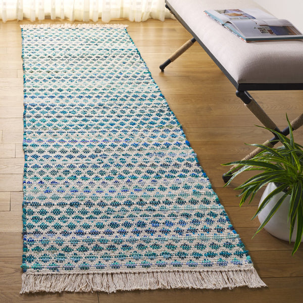 Safavieh Montauk Yellow And Ivory Handwoven Runner Rug – Elegant Cotton Decor For Your Living Space Turquoise ,Ivory Cotton Mtk538k-28