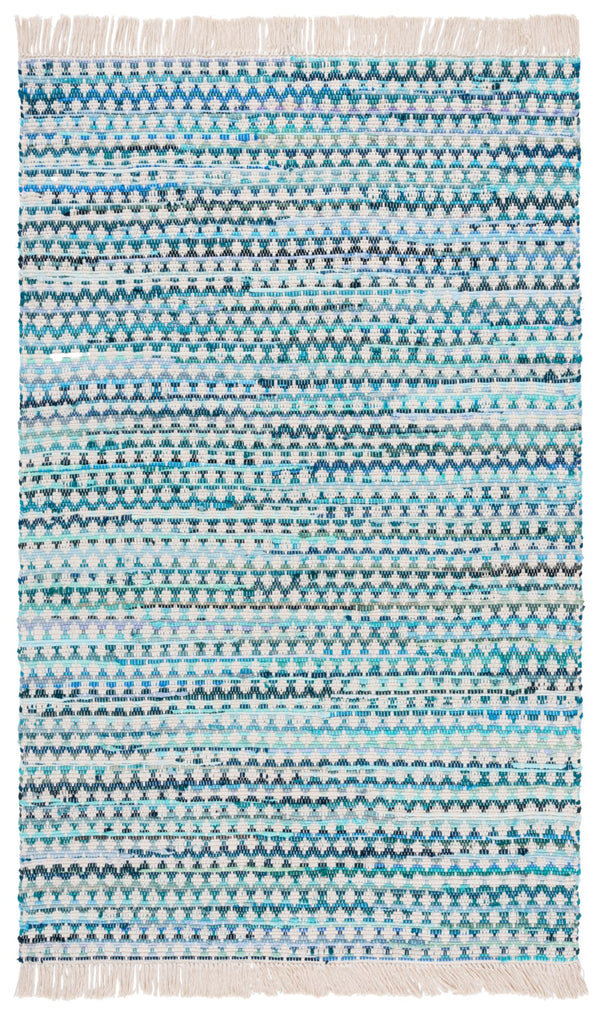 Safavieh Montauk Handwoven Cotton Area Rug - Elegant Yellow And Ivory Design For Stylish Home Decor Turquoise ,Ivory Cotton Mtk538k-4