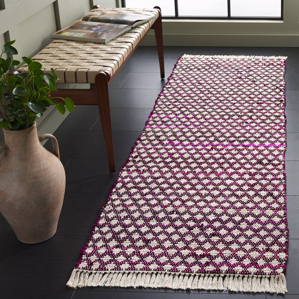 Safavieh Montauk Yellow And Ivory Handwoven Runner Rug – Elegant Cotton Decor For Your Living Space Wine ,Ivory Cotton Mtk538s-28