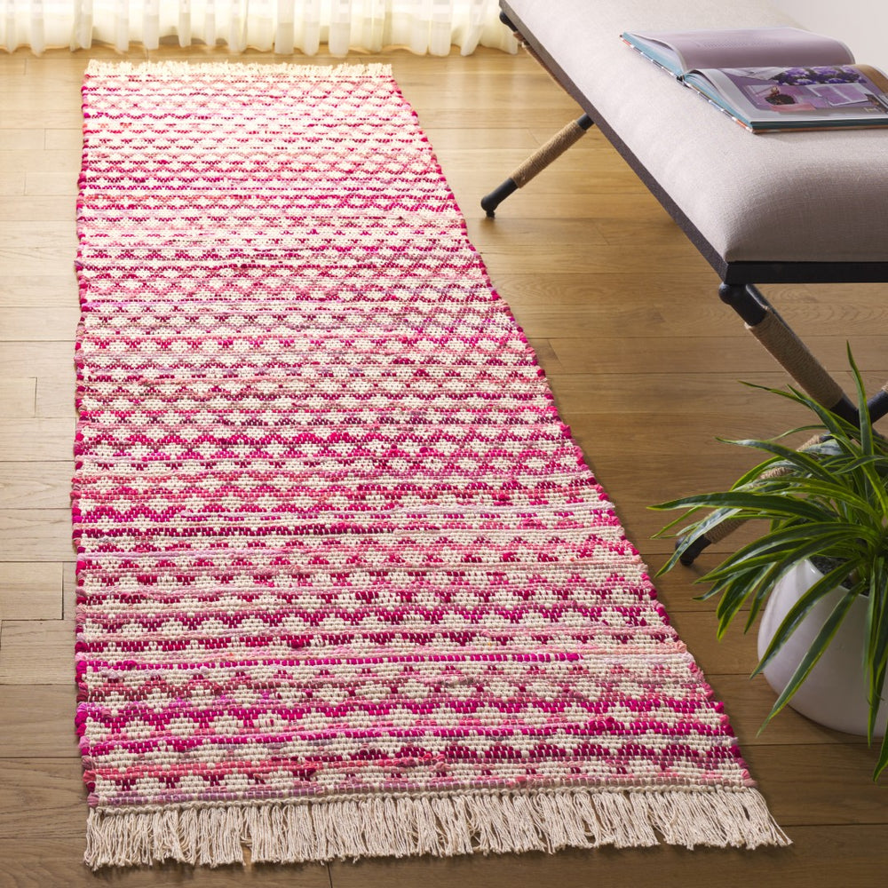 Safavieh Montauk Handwoven Cotton Area Rug - Elegant Yellow And Ivory Design For Stylish Home Decor Pink ,Ivory Cotton Mtk538u-6