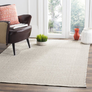 Safavieh Montauk Handwoven Cotton Ivory Grey Area Rug — Low-Profile, Durable Transitional Runner For High-Traffic Spaces 3'-0" x 5'-0" MTK717A-3