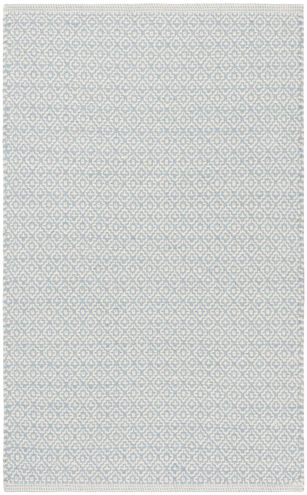 Safavieh Montauk Hand‑Woven Cotton Area Rug In Light Blue & Ivory — Low‑Pile, Geometric Texture For Modern Rooms 8'-0" x 8'-0" MTK717B-8SQ
