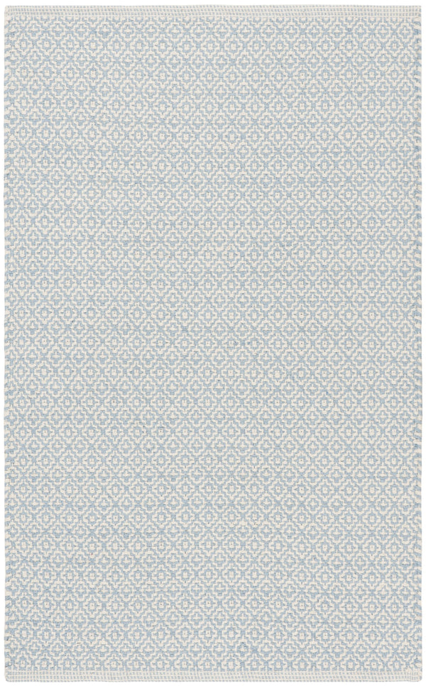 Safavieh Montauk Hand-Woven Cotton Round Rug Ivory & Light Blue – 4Ft Diameter, Low-Profile, Transitional Elegance 8'-0" x 8'-0" MTK717B-8R