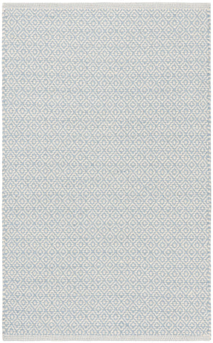Safavieh Montauk Hand-Woven Ivory And Light Blue Cotton Runner, Low-Profile 1/4" Pile For Hallways And Entryways 2'-3" x 11'-0" MTK717B-211