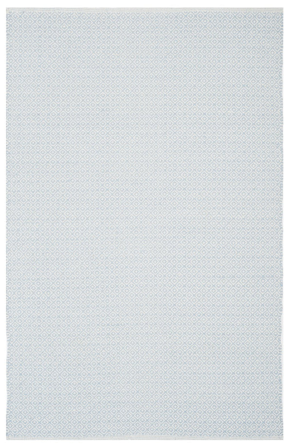 Safavieh Montauk Hand‑Woven Cotton Area Rug In Light Blue & Ivory — Low‑Pile, Geometric Texture For Modern Rooms 8'-0" x 8'-0" MTK717B-8SQ