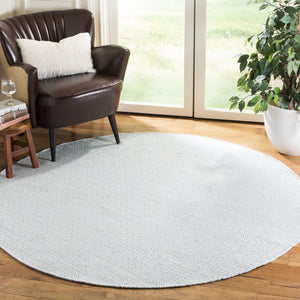 Safavieh Montauk Hand‑Woven Cotton Area Rug In Light Blue & Ivory — Low‑Pile, Geometric Texture For Modern Rooms 8'-0" x 8'-0" MTK717B-8SQ