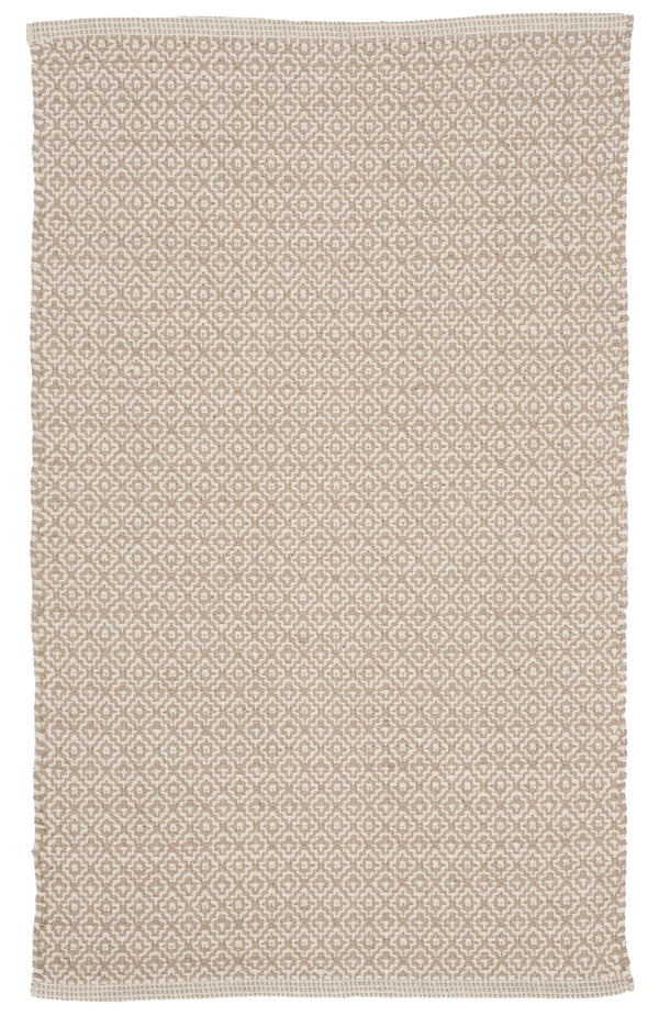 Safavieh Montauk Hand-Woven Cotton Area Rug In Ivory Beige — Low-Profile Geometric Transitional Texture 4'-0" x 4'-0" MTK717G-4SQ