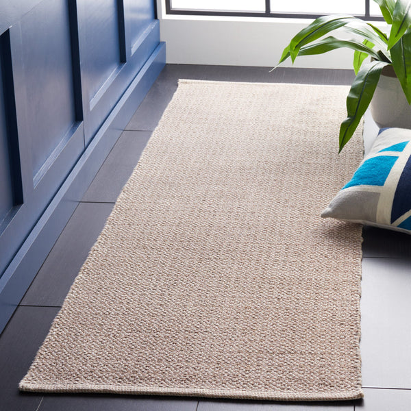 Safavieh Montauk Hand-Woven Cotton Area Rug In Ivory Beige — Low-Profile Geometric Transitional Texture 4'-0" x 4'-0" MTK717G-4SQ