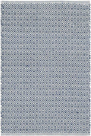 Safavieh Montauk Hand-Woven 10X14 Ivory Navy Cotton Rug — Low-Profile 1/4" Pile, Transitional Elegance For Living Spaces MTK717H-10