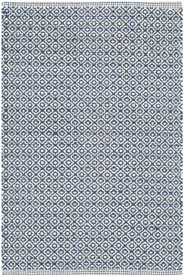 Safavieh Montauk Hand-Woven 10X14 Ivory Navy Cotton Rug — Low-Profile 1/4" Pile, Transitional Elegance For Living Spaces MTK717H-10