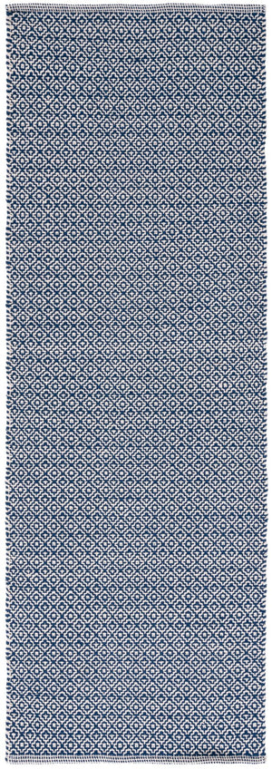 Safavieh Montauk Hand-Woven 10X14 Ivory Navy Cotton Rug — Low-Profile 1/4" Pile, Transitional Elegance For Living Spaces MTK717H-10