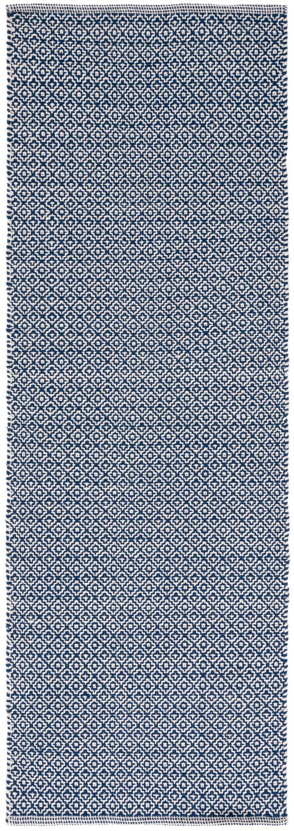 Safavieh Montauk Hand-Woven 10X14 Ivory Navy Cotton Rug — Low-Profile 1/4" Pile, Transitional Elegance For Living Spaces MTK717H-10