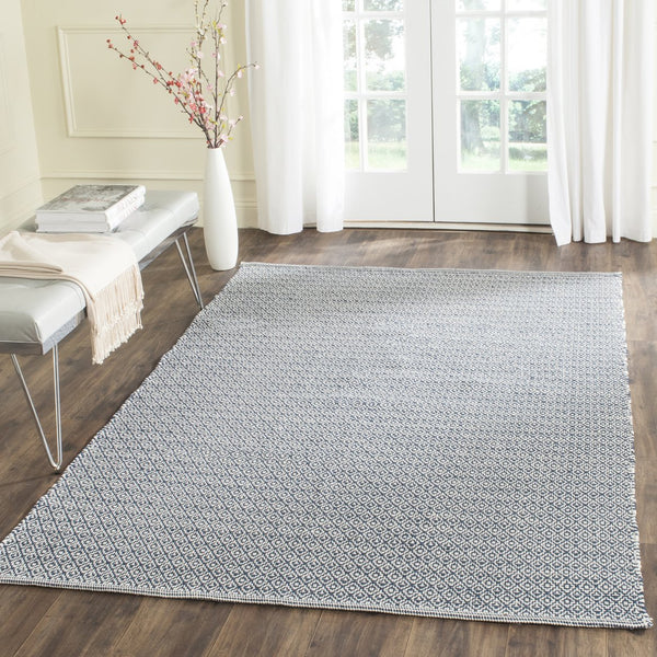 Safavieh Montauk Hand-Woven 10X14 Ivory Navy Cotton Rug — Low-Profile 1/4" Pile, Transitional Elegance For Living Spaces MTK717H-10