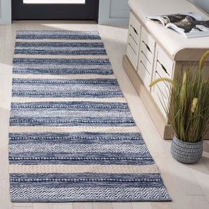 Safavieh Montauk Handloom Cotton Area Rug - Luxurious Comfort And Timeless Elegance For Your Home Decor Navy ,Ivory Cotton Mtk976n-8