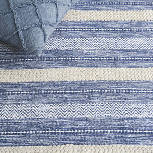 Safavieh Montauk Hand-loomed Area Rug - Luxurious Rectangle Design For Elegant Home Decor And Comfort Navy ,Ivory Cotton Mtk976n-5