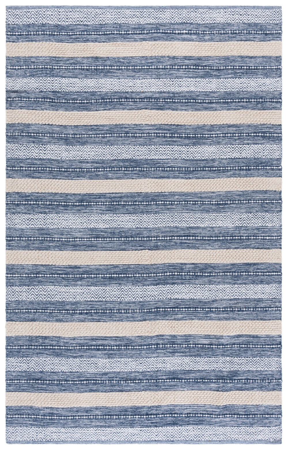 Safavieh Montauk Hand-loomed Area Rug - Luxurious Rectangle Design For Elegant Home Decor And Comfort Navy ,Ivory Cotton Mtk976n-5