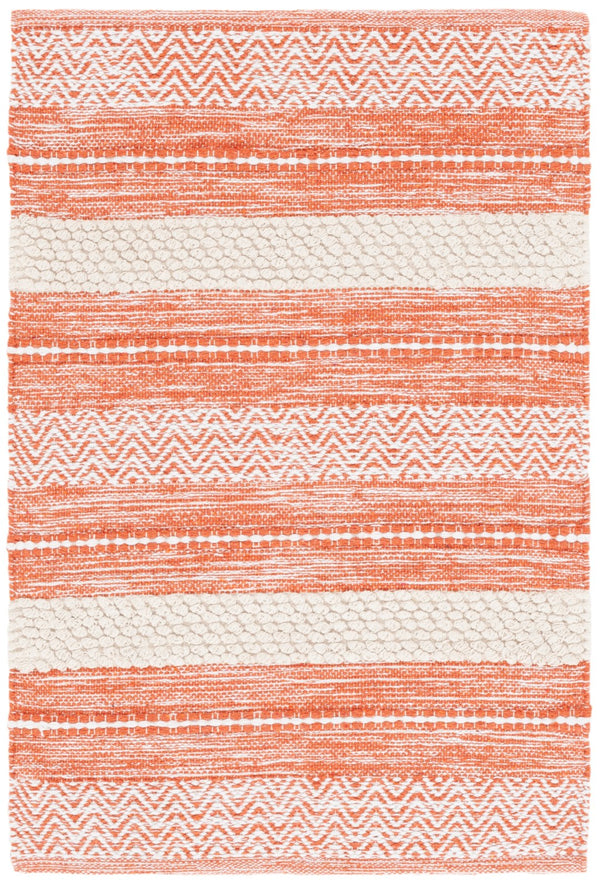 Safavieh Montauk Handloom Cotton Area Rug - Luxurious Comfort And Timeless Elegance For Your Home Decor Orange ,Ivory Cotton Mtk976p-3