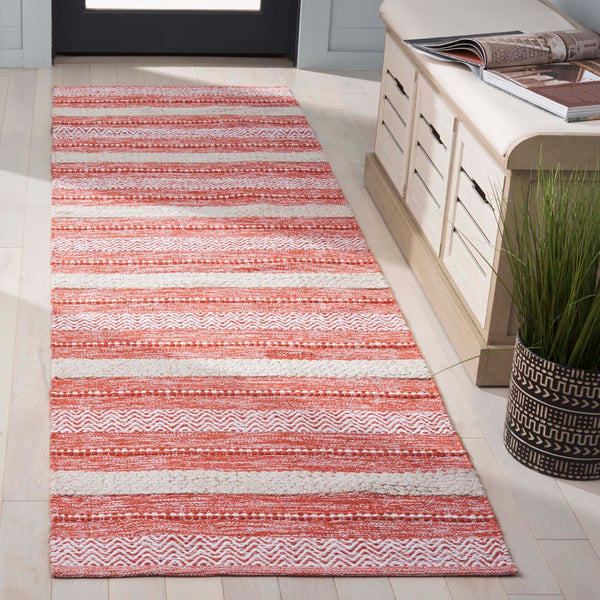 Safavieh Montauk Handloom Cotton Area Rug - Luxurious Comfort And Timeless Elegance For Your Home Decor Orange ,Ivory Cotton Mtk976p-3