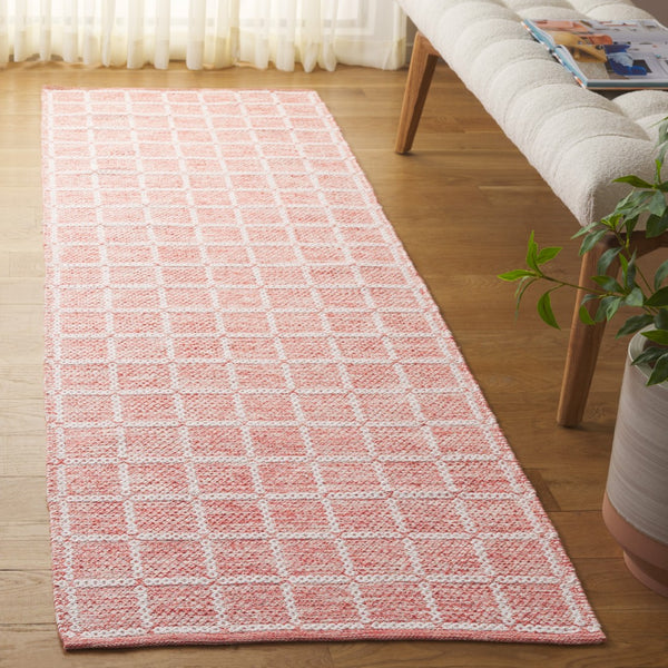 Safavieh Montauk Handloomed Area Rug - Exquisite Indian Craftsmanship For Elegant Home Décor Solutions Orange ,Ivory Cotton Mtk977p-8
