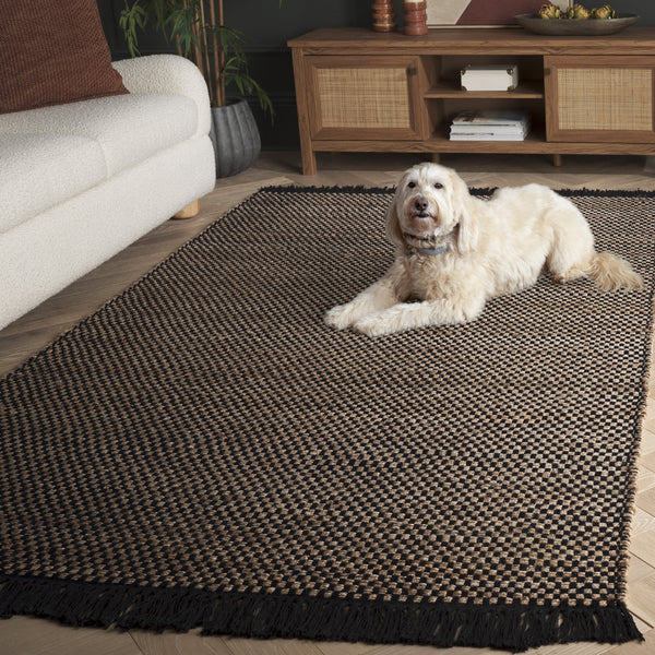 Safavieh Montauk Handloom Area Rug – Timeless Elegance In Eco-friendly Jute & Cotton For Stylish Spaces Natural ,Black 80% Jute & 20% Cotton Mtk978z-5