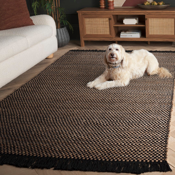 Safavieh Montauk Exquisite Handwoven Area Rug In Earthy Tones – Jute And Cotton Blend For Timeless Elegance Natural ,Black 80% Jute & 20% Cotton Mtk978z-4