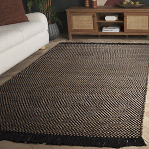Safavieh Montauk Handloom Area Rug – Timeless Elegance In Eco-friendly Jute & Cotton For Stylish Spaces Natural ,Black 80% Jute & 20% Cotton Mtk978z-5