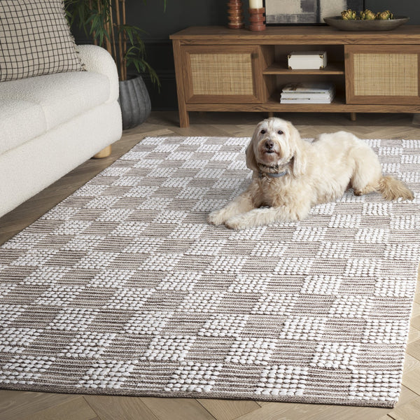 Safavieh Montauk Medium Rectangle Area Rug - Handloomed Cotton Luxury For Elegant Home Décor & Comfort Brown ,Ivory Cotton Mtk979t-5