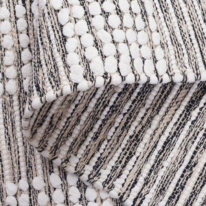 Safavieh Montauk Elegant Handloom Area Rug In Shimmering Silver And Ivory - Timeless Style For Your Space Black ,Ivory Cotton Mtk979z-6