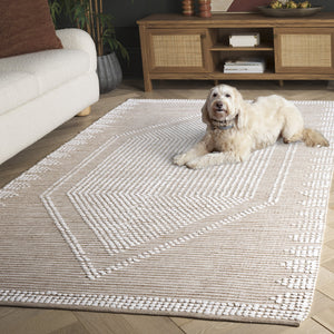 Safavieh Montauk Handloom Medium Rectangle Area Rug - Elegant Cotton Craftsmanship For Timeless Home Decor Beige ,Ivory Cotton Mtk980b-5