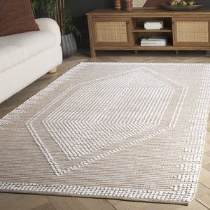 Safavieh Montauk Handloom Medium Rectangle Area Rug - Elegant Cotton Craftsmanship For Timeless Home Decor Beige ,Ivory Cotton Mtk980b-5