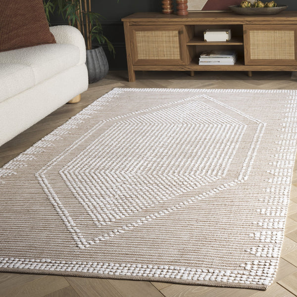 Safavieh Montauk Handloom Medium Rectangle Area Rug - Elegant Cotton Craftsmanship For Timeless Home Decor Beige ,Ivory Cotton Mtk980b-5